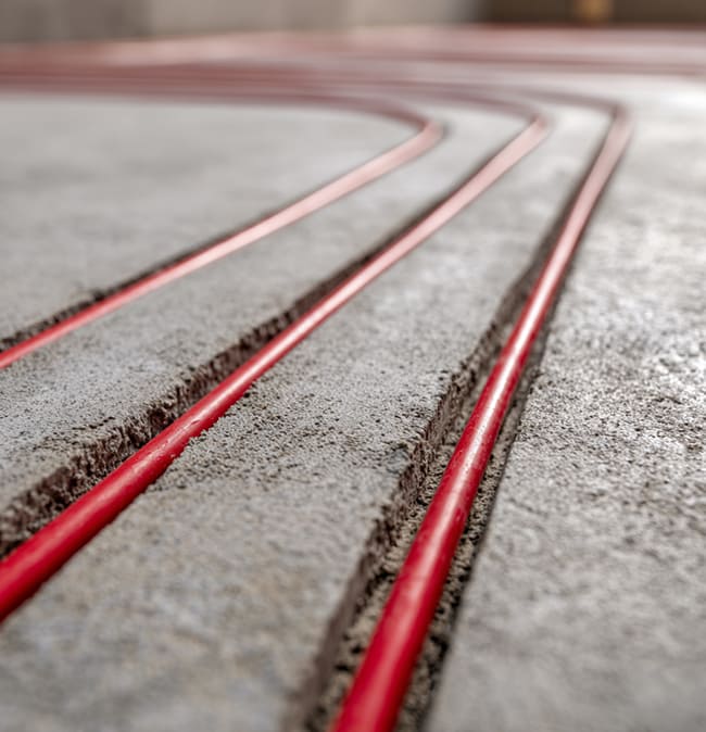 Fußboden fräsen und Fußbodenheizung nachrüsten